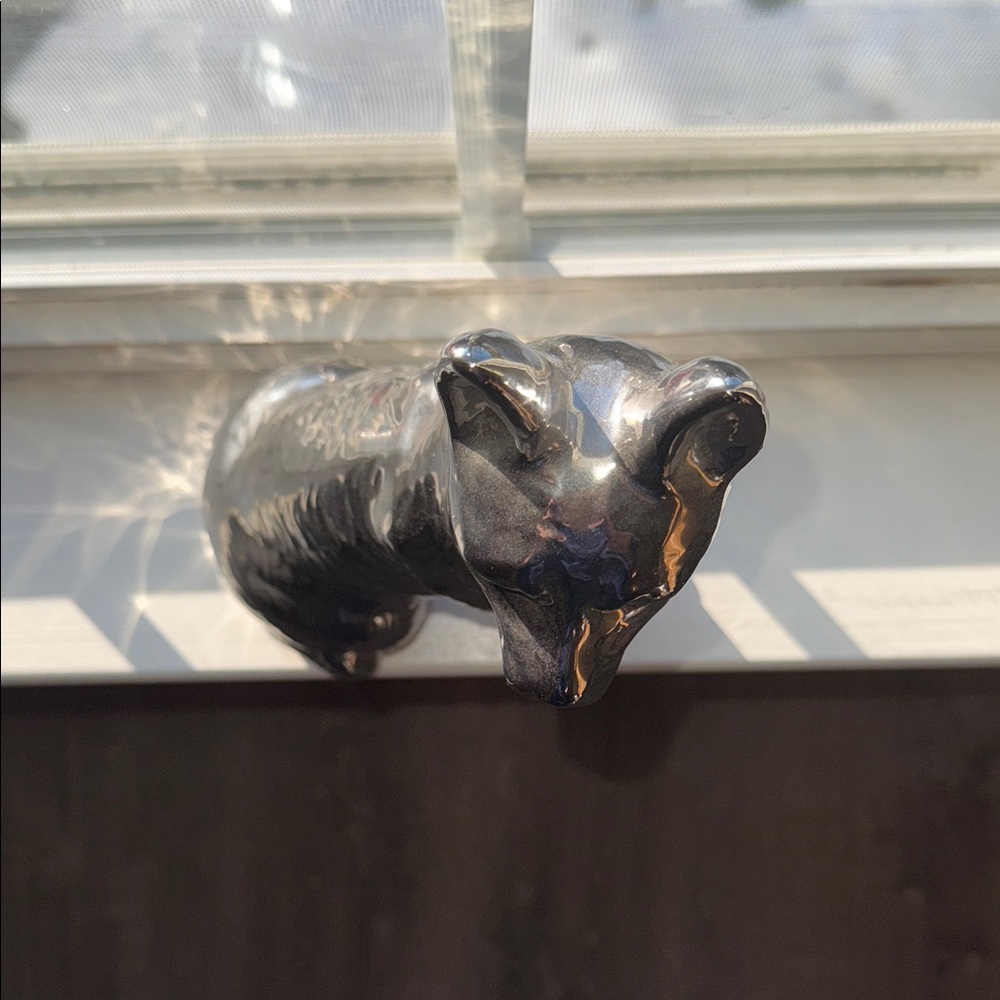 Elegant Silver Tone 11 inch Ceramic Dog Sculpture - Picture 9 of 11